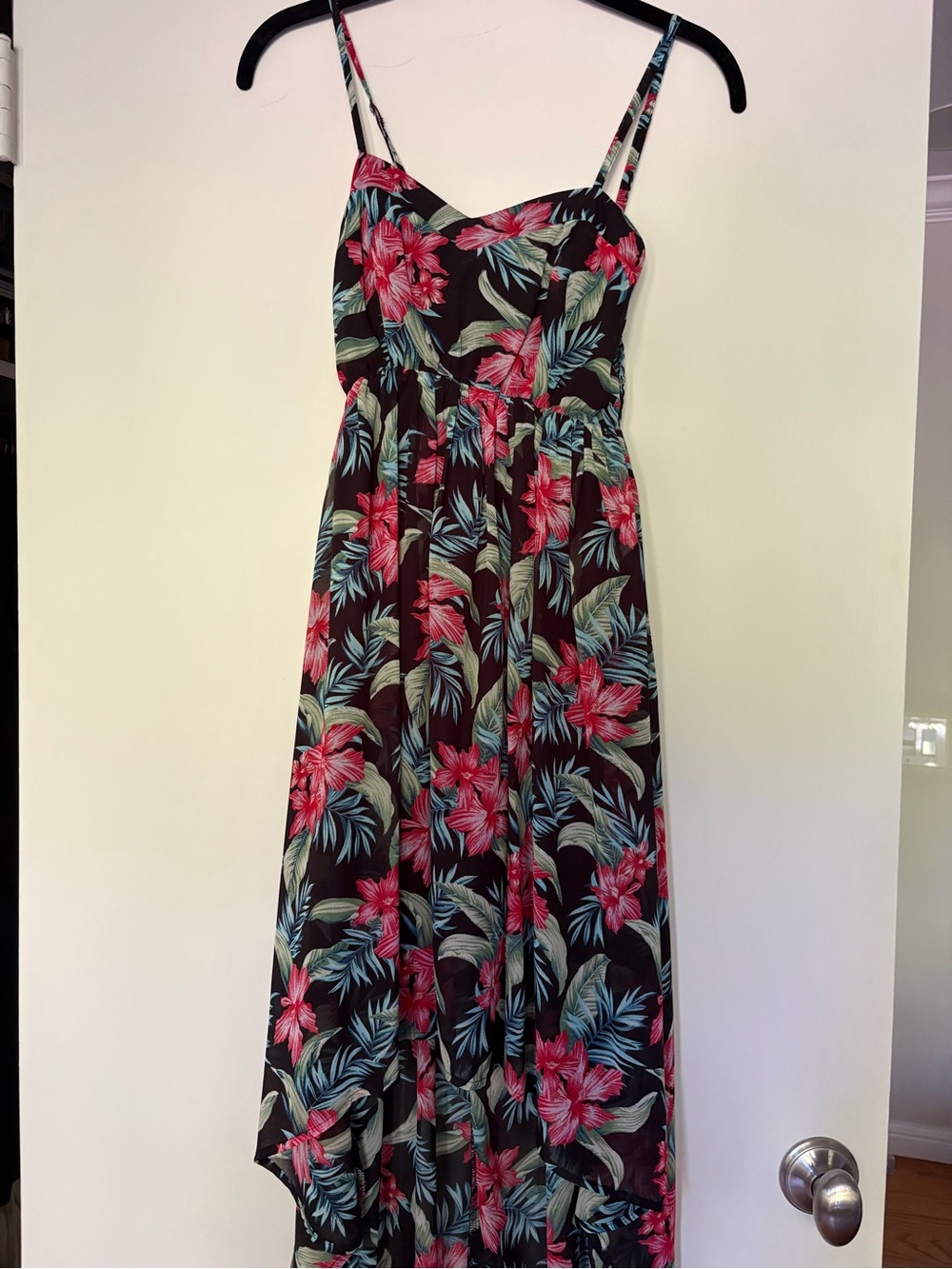 Papaya Black Maxi Dress with Pink Floral Print
